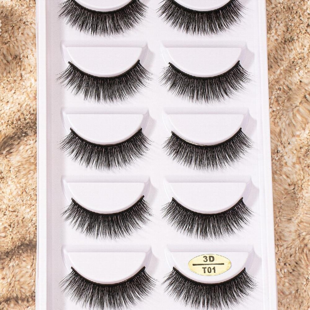 5 Pairs of Natural Looking 3D Mink False Eyelashes Fluffy Wispy & Long Lasting