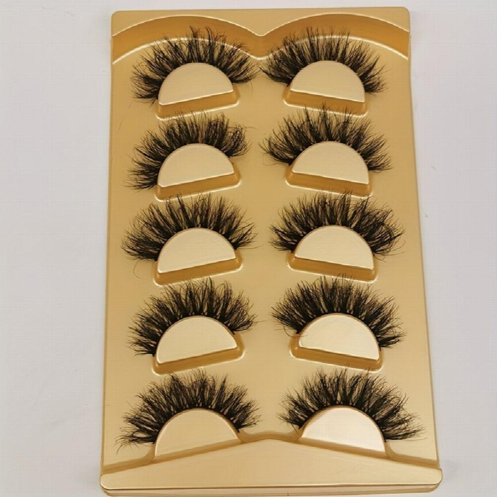 Faux Mink False Eyelashes 3D Curling Reusable Lashes Suitable For Performances Stage Dating Makeup 5 Pairs