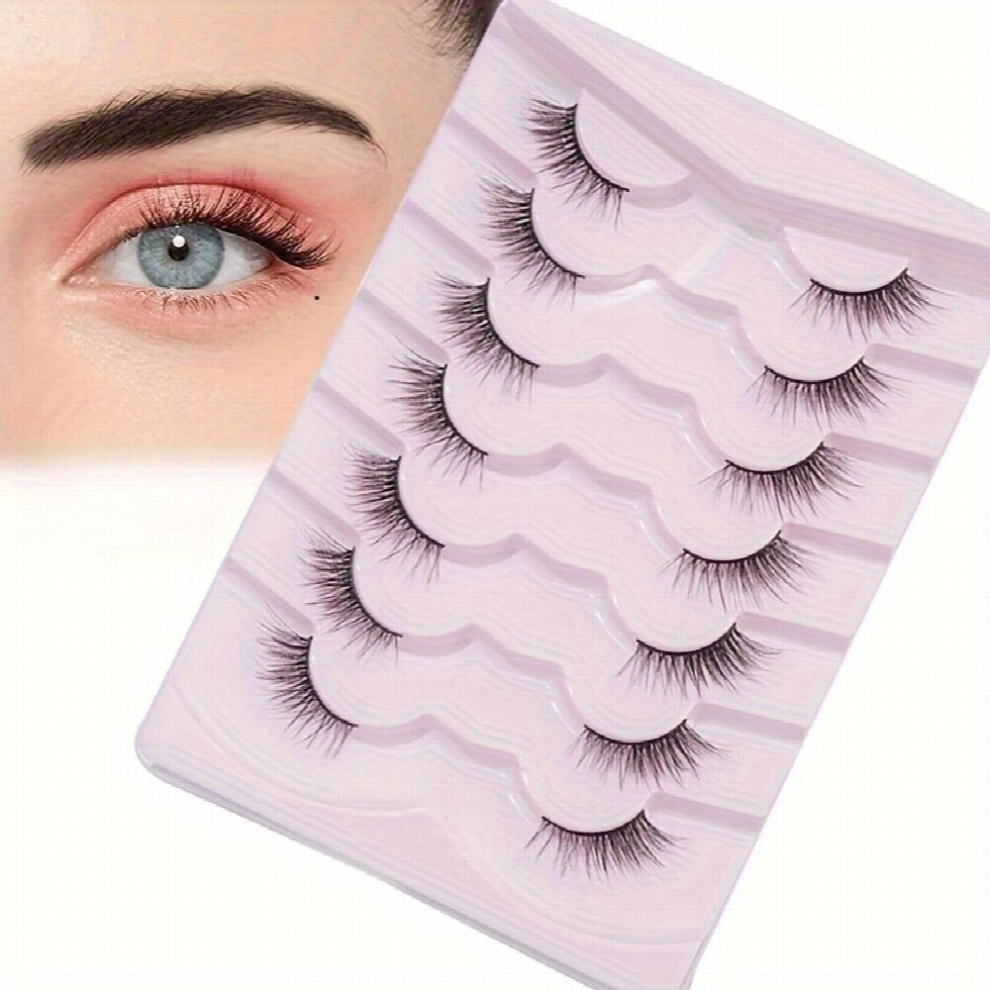 7 Pairs Half Eye False Eyelashes Natural Fluffy Lashes Wispy Half Eyelashes End Eye Elongated Lashes 14mm