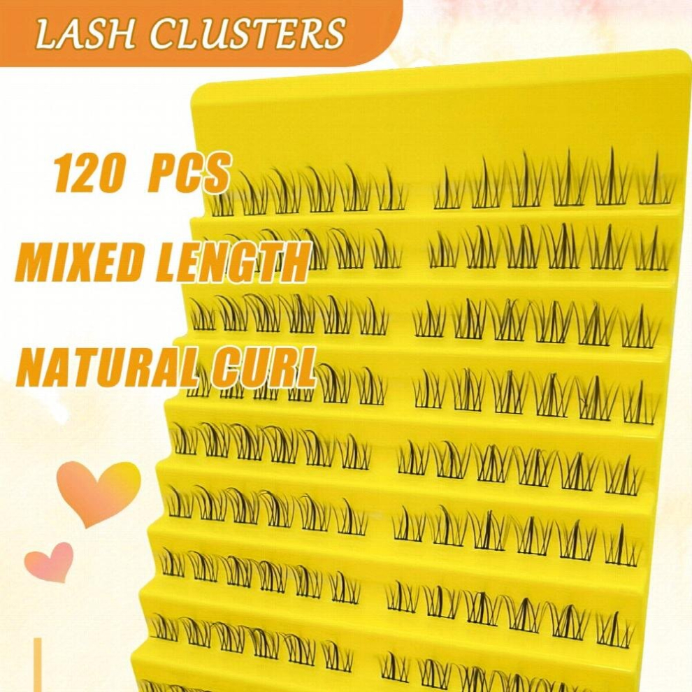 Multicoloured 120Pcs Smooth Faux Mink False Eyelashes Diy All Match Curling Cluster For Effortless Beauty