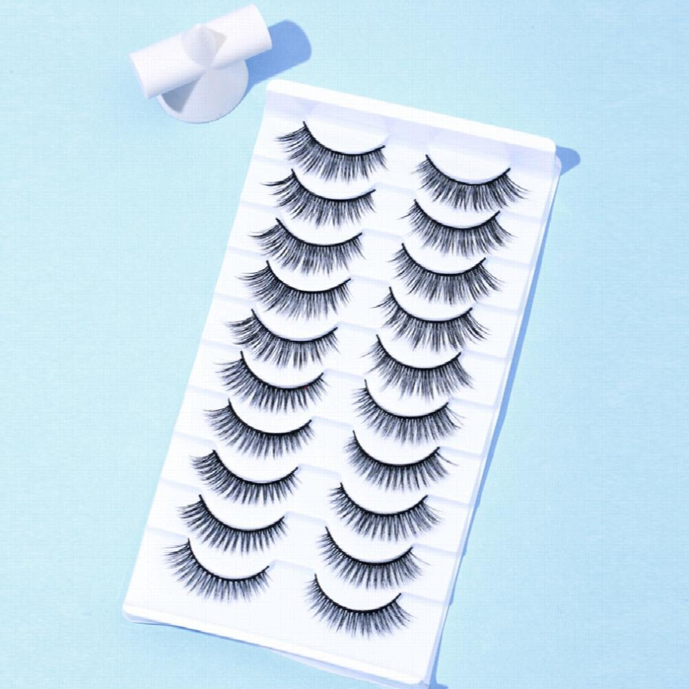 10 Pairs Winged End Eye Elongated Eyelashes Fox Eye False Eyelashes Manga Lashes Cosplay Eyelashes