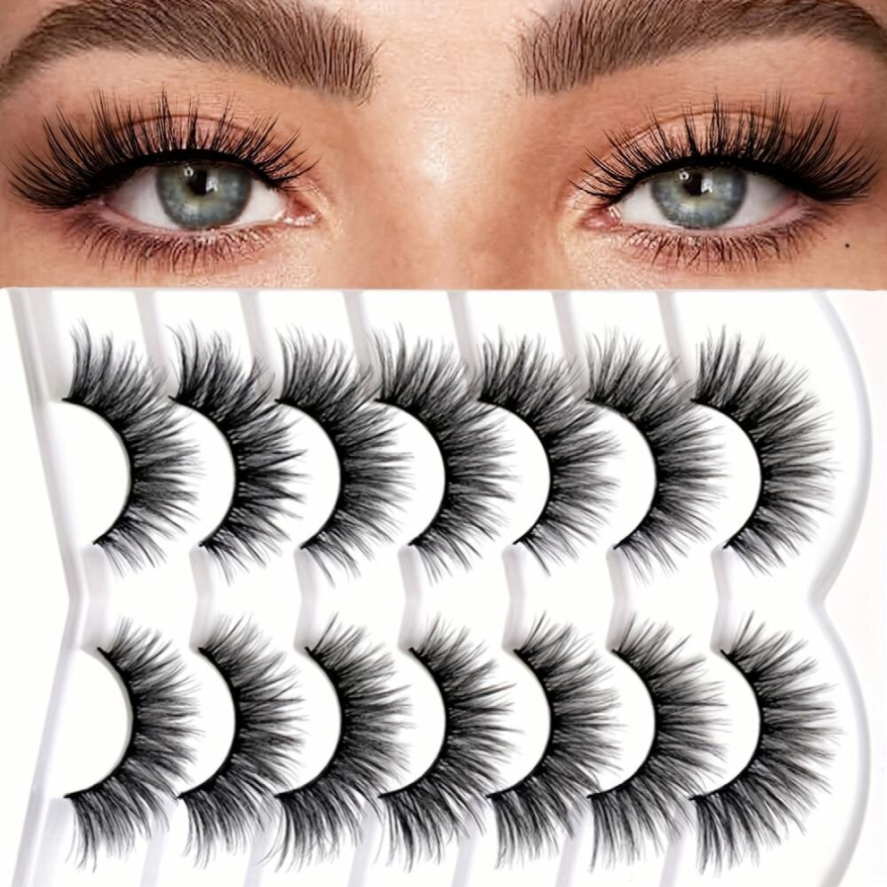 7 Pairs Full False Lashes Tail Elongated 18mm Fluffy Lashes Natural Long Fishtail Eye False Eyelashes