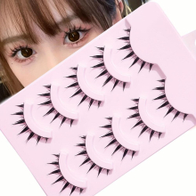 5Pairs Manga Lashes Japanese Makeup Thick Natural Look Eyelashes Extension Cosplay Makeup Lashes Anime Eyelashes Makeup Tools 7 Clusters