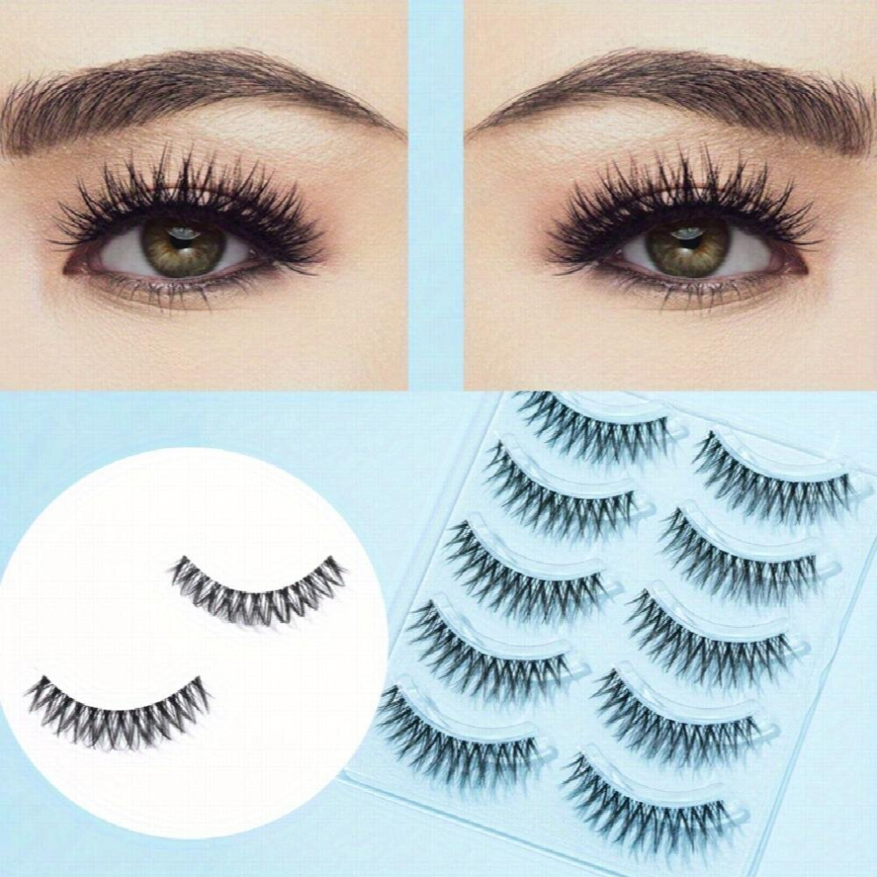 Multicoloured 5 Pairs Fishtail Crisscross Lashes Natural Look Wispy Manga Lashes Volume Curly False Eyelash Extension For Girls And Women
