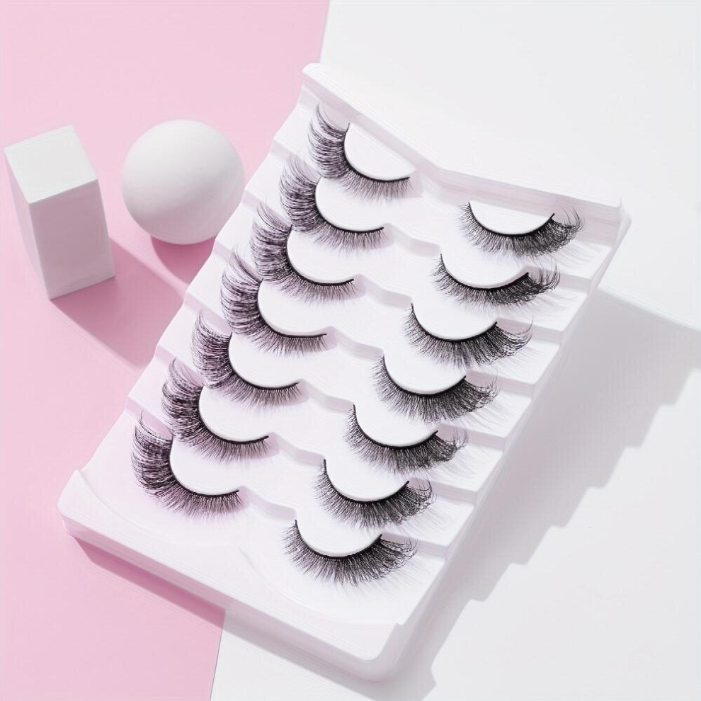 7 Pairs False Eyelashes Cat Eyes Look Lashes 5D Curly Lashes End Eye Elongated Fluffy Cross False Eyelashes 15mm
