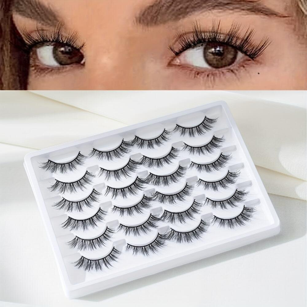 14 Pairs Manga Lashes Natural Fluffy Wispy False Eyelashes Style Soft Full Strip Lashes 15mm Crisscross Style