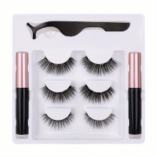 3 Pairs Magnetic Eyelash Kit Magnetic Eyelashes With Applicator Eyeliners 3D Magnet False Lashes For Role Play Stage Daily Natural Look Easy To Apply