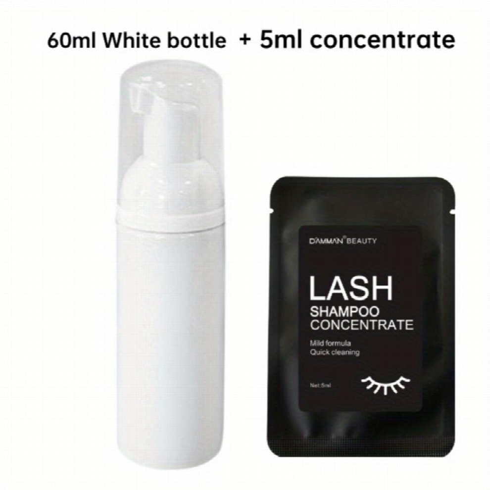 Multicoloured 5Ml Lash Shampoo Concentrate & 60Ml Mousse Lash Shampoo Empty Bottle Set Gentle Cleansing Eyelash Supplies Eyelash Foam Cleaning Tool Kit