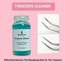 SeeJeen Tweezers Cleaner Lash Tweezers Cleaning Tool For Eyelash Glue Remover Liquid Glue Cleaner Lash Extension Supplies 2 Spongeballs bottle