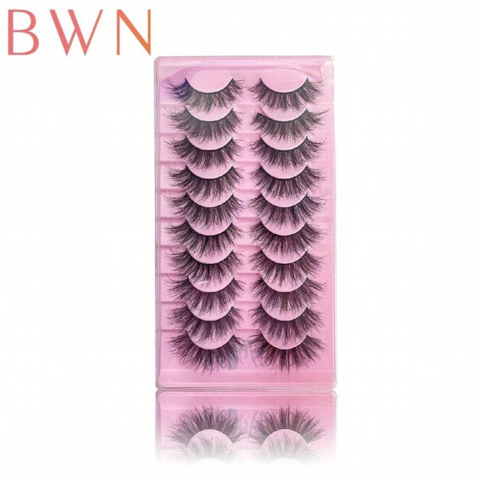 Multicoloured Faux Mink Hair False Eyelashes Fluffy Dd Curling Thick False Eyelashes 10 Pairs A023