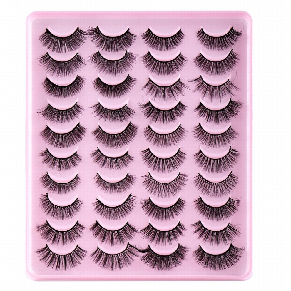 Multicoloured 20 Pairs False Eyelashes Faux Mink Hair False Eyelashes Daily Curling Thick Lashes Natural Simulated Lashes
