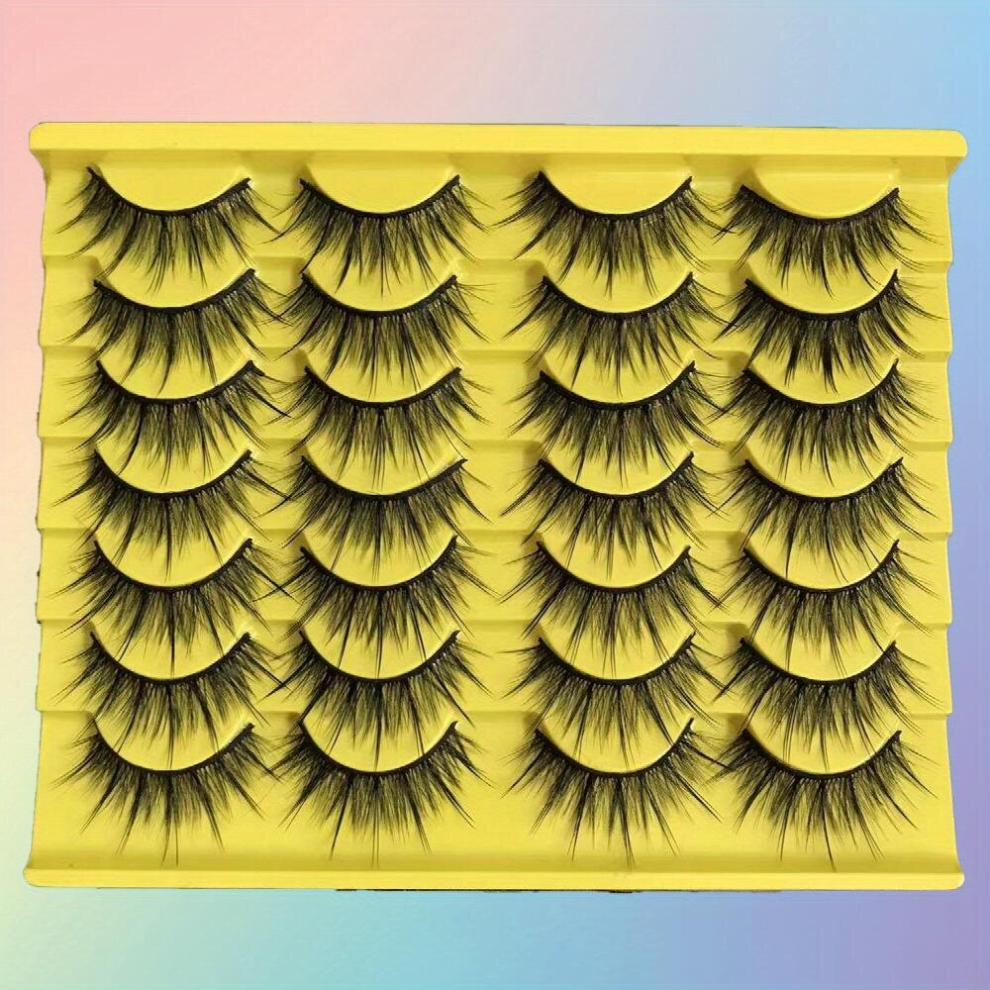 14 Pairs False Eyelashes Natural Slender 3D Effect Curling Spiky False Eyelashes