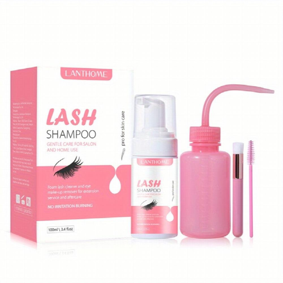 Multicoloured Lash Cleaning Kit 100 Ml Lash Shampoo & Mascara Wand & Rinse Bottle & Brushes Eyelash Extension Cleanser Lash Shampoo Foam Cleaner For Salon And Home