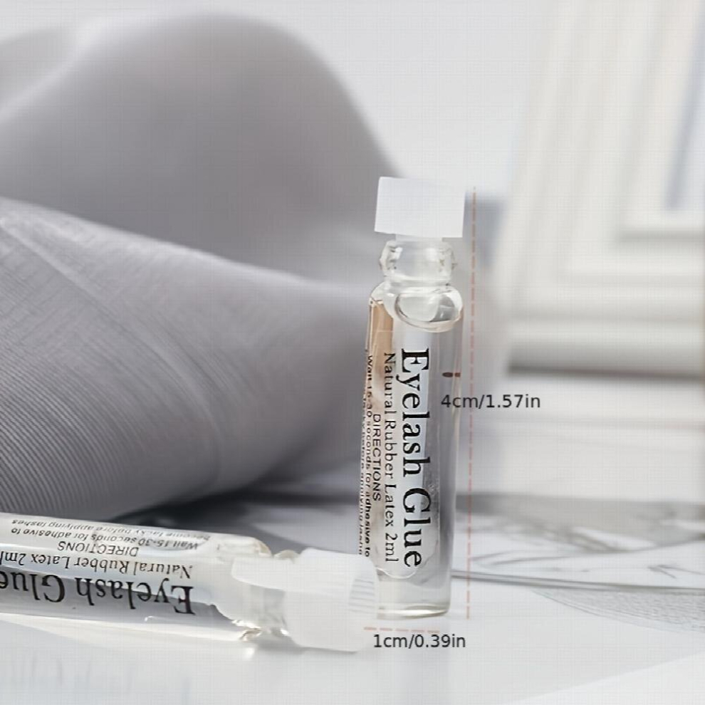 False Eyelashes Glue 2ml Mini Flat Tube Transparent Eyelash Latex Eyelash Glue For False Lashes Waterproof Glue Portable Antifreeze Small Glue Double
