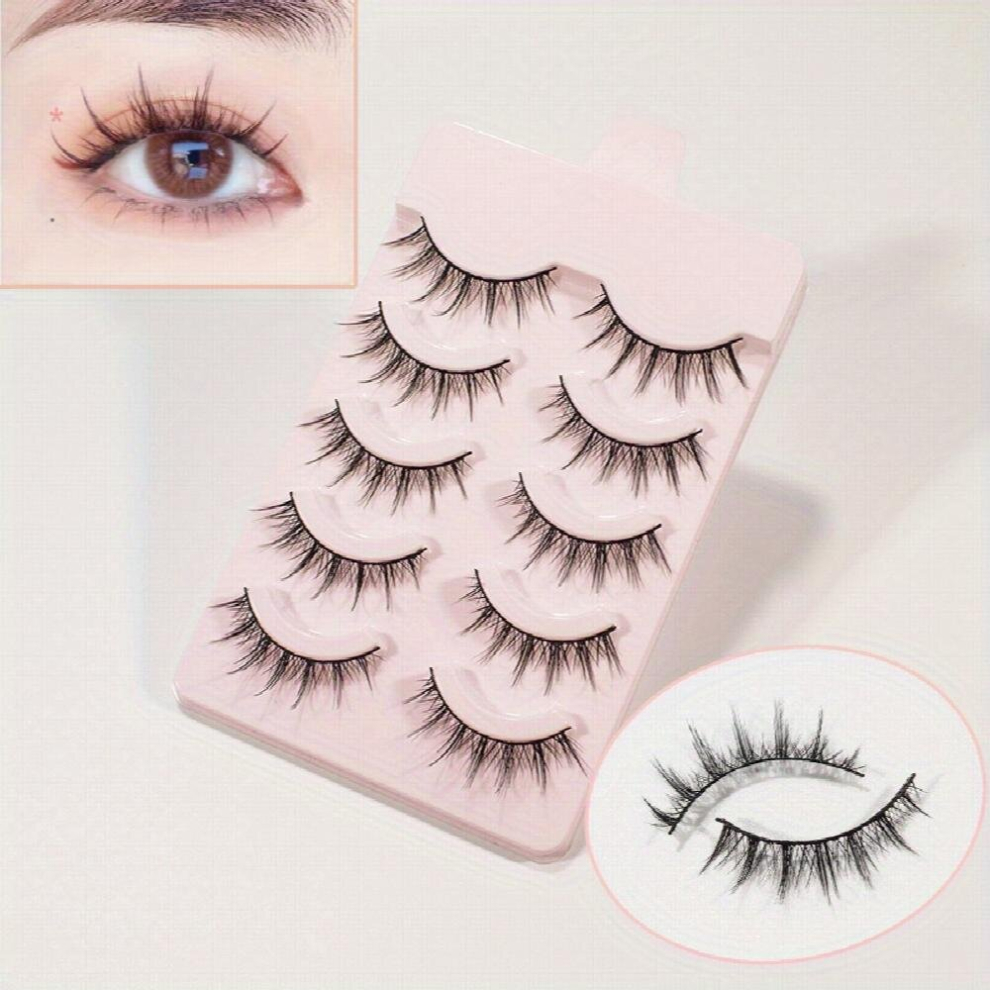 Black 5 Pairs Spiky Manga Lashes Style Anime Lashes 13Mm Cosplay Makeup Lashes Extension