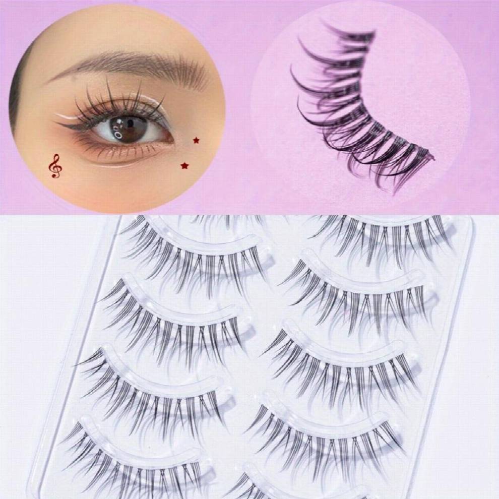 5 pairs Spiky Manga Lashes Anime Cosplay False Eyelashes for Natural Look and Long Makeup Lash Extension for Girls and Women