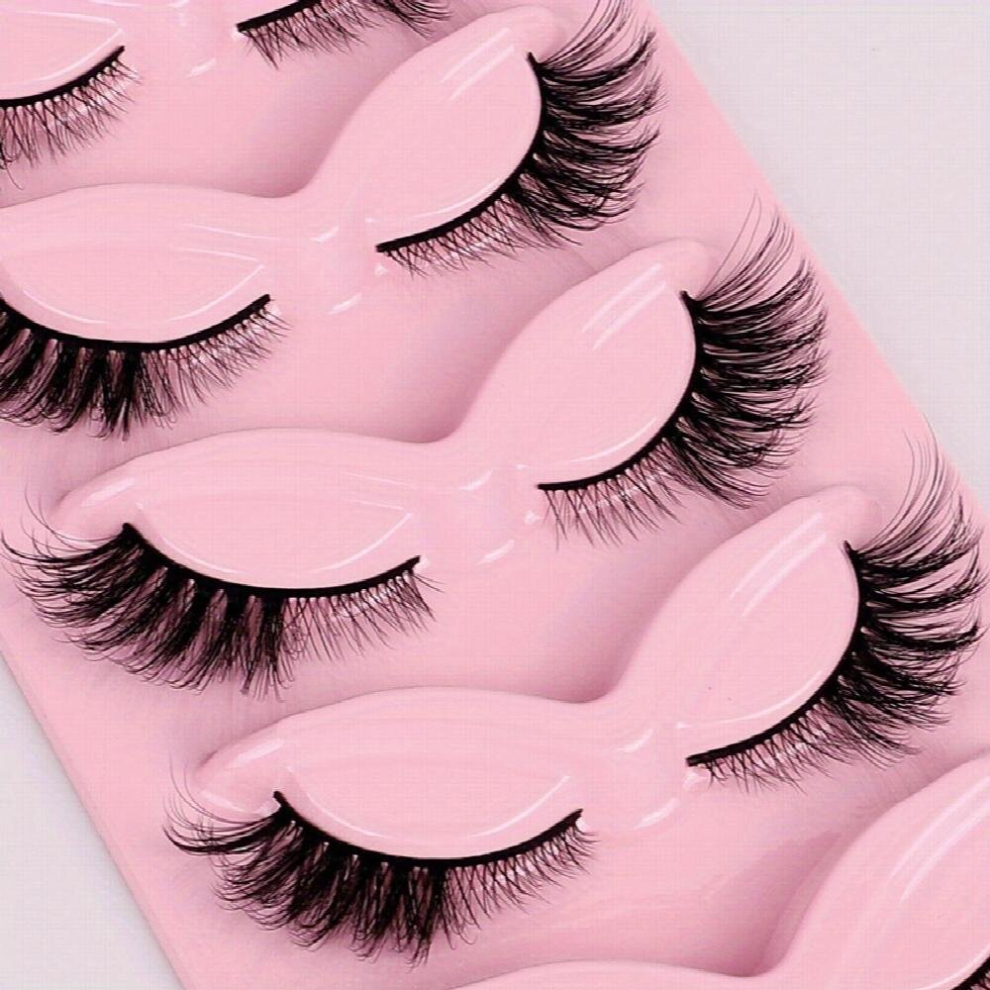 5 Pairs Fox Eye Lashes Natural Eyelashes Winged End Eye Elongated Eyelashes Thick Lashes Eyelash Extension Manga Lashes