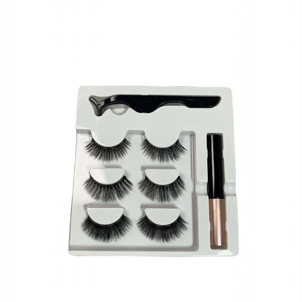 Multicoloured 3 Pairs Magnetic Eyelashes With Eyeliner And Tweezers Reusable False Lashes Natural Lashes Extension No Glue Needed For Beginner