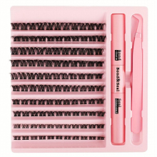 DIY Lash Extension Kit Curly Lash Clusters Eyelash Extension Kit With Strong Hold Lash Bond And Seal Eyelash Glue Lash Applicator For Individual Lash