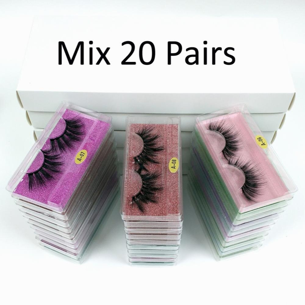 Multicoloured Mixed False Eyelash Set 20 Pairs 6D Mink Eyelashes Bulk Mink Eyelashes Natural Long Dramatic Eyelashes A Series