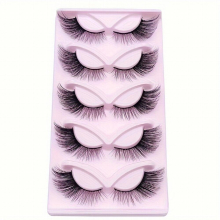 5 Pairs Fox Eye Lashes 18mm Cat Eye Natural Look False Eyelashes Wispy Fluffy Strip Lashes