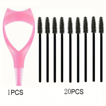 Eyelash Extension Kit Contains 1 Pcs Mascara Shield Applicator & 20 Pcs Mascara Wands Spoolies Eye Lash Brush For Eyebrow Eyelash Extension