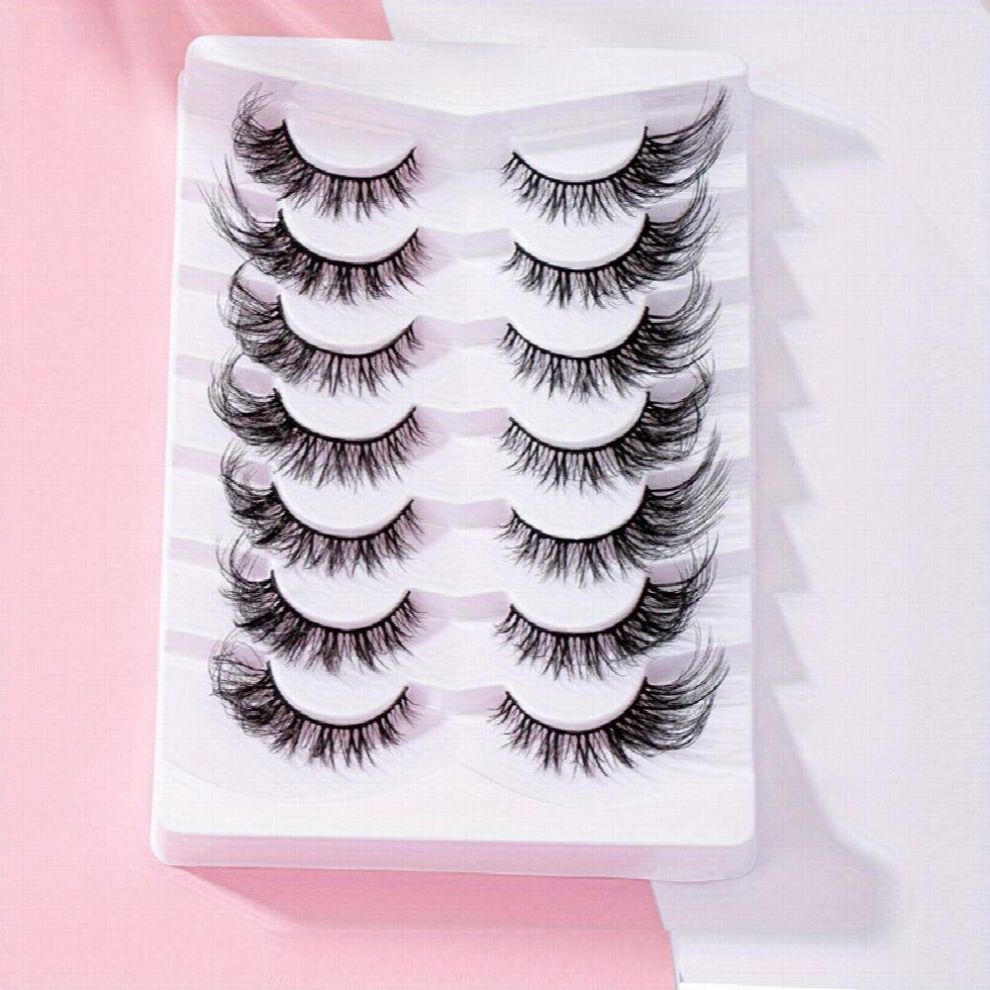 7 Pairs 5D Crisscross False Eyelash Fluffy Wispy Curly Long Makeup Lash Extension 20mm For Party Stage Dating Makeup Wear
