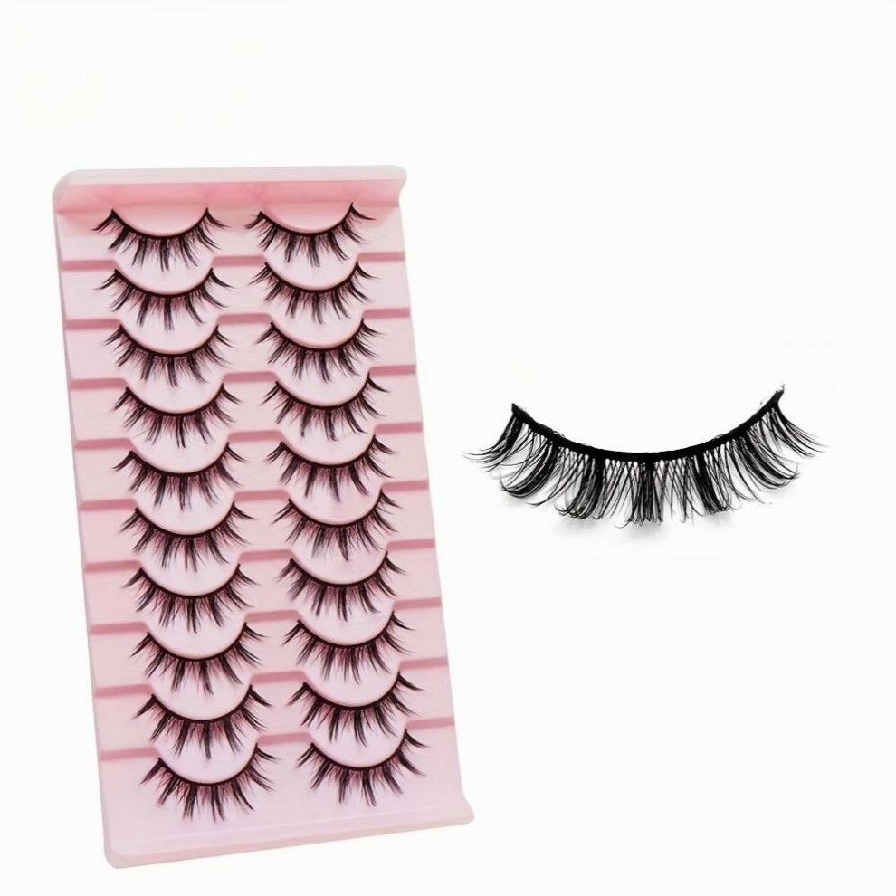 10 Pairs Little Devil Style False Eyelashes Spiky Manga Lashes Slim Band Sunflower Style Cosplay Makeup Lash Extension