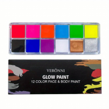 12 Fluorescent Professional COS Makeup Body Painting Christmas Halloween Face Waterproof Painting