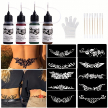 Waterproof Sweatproof Temporary Paste Body Paint Juice Pigment Paste With Hand Pattern Template Body Art Hand Painted Colorful DIY Prom Entertainment