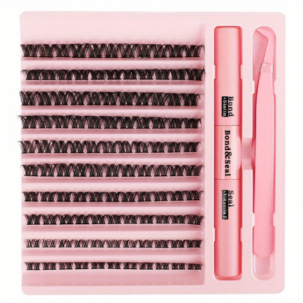 DIY Lash Extension Kit Lash Clusters With Waterproof Strong Hold Lash Bond And Seal And Eyelash Tweezers Lash Cluster Kit Eyelash Extension Kit For Se