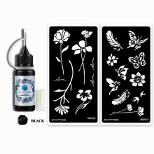 2 Sheets Hollow Template With 1 Juice Dye Paste Floral Butterfly Feather Pattern Semi permanent Men And Women Finger Wrist Body Waterproof Simulation