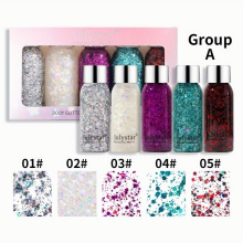 5 Pcs Glitter Liquid Eyeshadow Set For Stage Makeup Face And Body With Shimmering Sparkle Waterproof Long Lasting Halloween