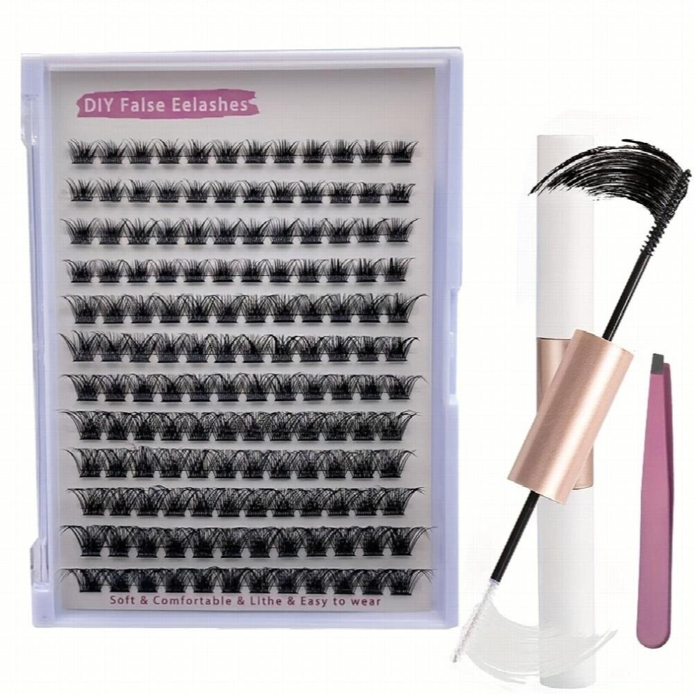 Volumized Individual Cluster Lashes 1box Fishtail Shaped Grafting Individual False Eyelashes For Daily Makeup 1 Box Cluster Lashes Double ended Glue T