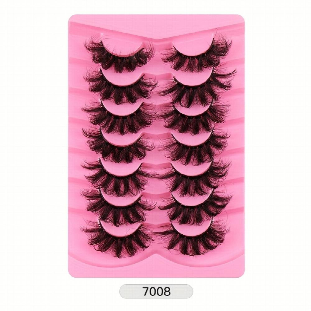 Multicoloured 7 Pairs False Eyelashes Messy Thick Volume Lashes Faux Mink Eyelashes Natural Curly Eyelashes For Stage Makeup