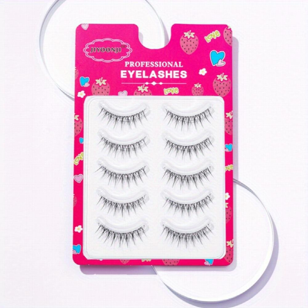 5 Pairs Crisscross Anime Lashes Clear Band 12mm Natural Spiky Manga Eyelashes Cosplay Makeup False Eyelash Extension Style