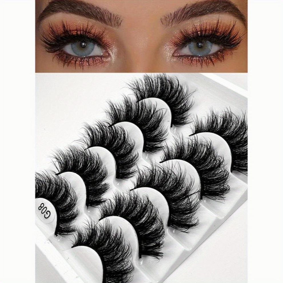 5 Pairs Messy Faux Mink Lashes layer Crisscross Fluffy Natural Volume Curly False Lashes Extension For Daily Party Stage Makeup