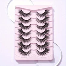 7 Pairs 6D Messy False Eyelashes 18mm Fluffy Wispy Curly Natural Look Lashes Extension For Daily Work Party Eye Makeup