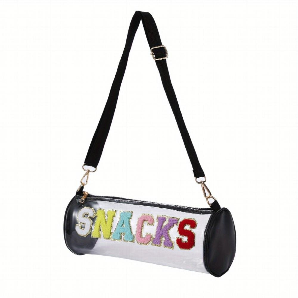 Waterproof Letter Embroidery Crossbody Bag for Men and Women Transparent PVC Toiletry Bag with Embroidered Letter Pattern-image-OPC-PCQQRMT-NEW