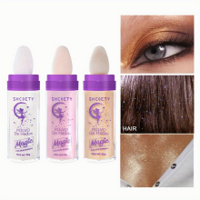 3Pcs Highlighter Powder Stick Makeup Body Glitter Shimmer And High Gloss Blush Contouring Powder Smooth Sparkle Patting Powder For Face Eyes Lips Hair
