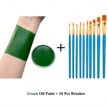 VERONNI Professional Red Face Paint With 10 Brushes Set Green Body Paint Non Toxic For Cosplay SFX Special Effects Halloween Makeup