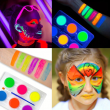6 UV Water Activated Eyeliner Neon Light Glow In The Dark Face Body Paint Makeup Froscent Pigment Eyeshadow Powder Halloween Makeup Costume And Club M