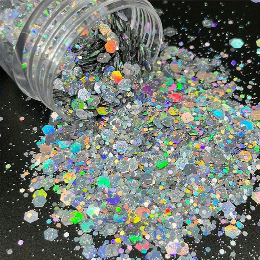 Multicoloured Holographic Chunky Glitter For Face Paint Body Paint Long Lasting Shimmer Glow Halloween Makeup Drop Glue Sequins Lasesr Mixed Glitter