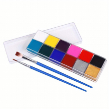 Twelve colored Face Paint Water soluble Human Body Paint Pigments Halloween Makeup Ball Makeup Palette with Brush 4g Per Gluten Hypoallergenic Hallowe