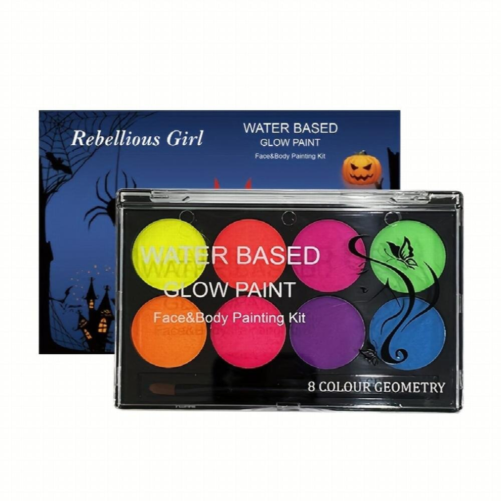 8 Colors Body Painting Palette Art UV Glow Fluorescent Makeup Face Fresh Halloween Party Fancy Dress Masquerade Paint Makeup