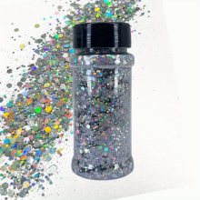Colorful Golden And Green Powder Christmas Glitter With Golden And Silvery Glitter Illusion Halloween Makeup