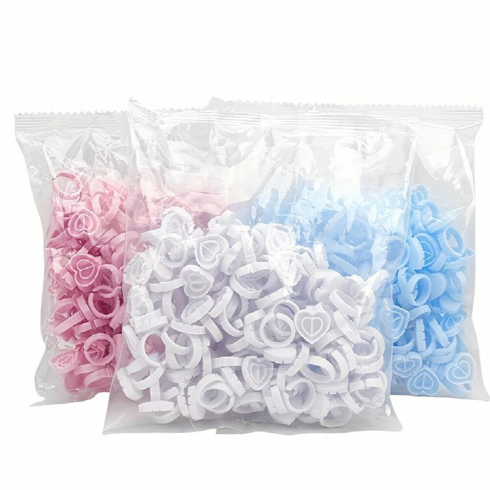 Multicoloured 300Pcs Glue Rings For Eyelash Extensions Glue Lovely Heart Shapeglue Holder Rings For Lash Fan Blossom Glue Cups Lash Extension Supplies