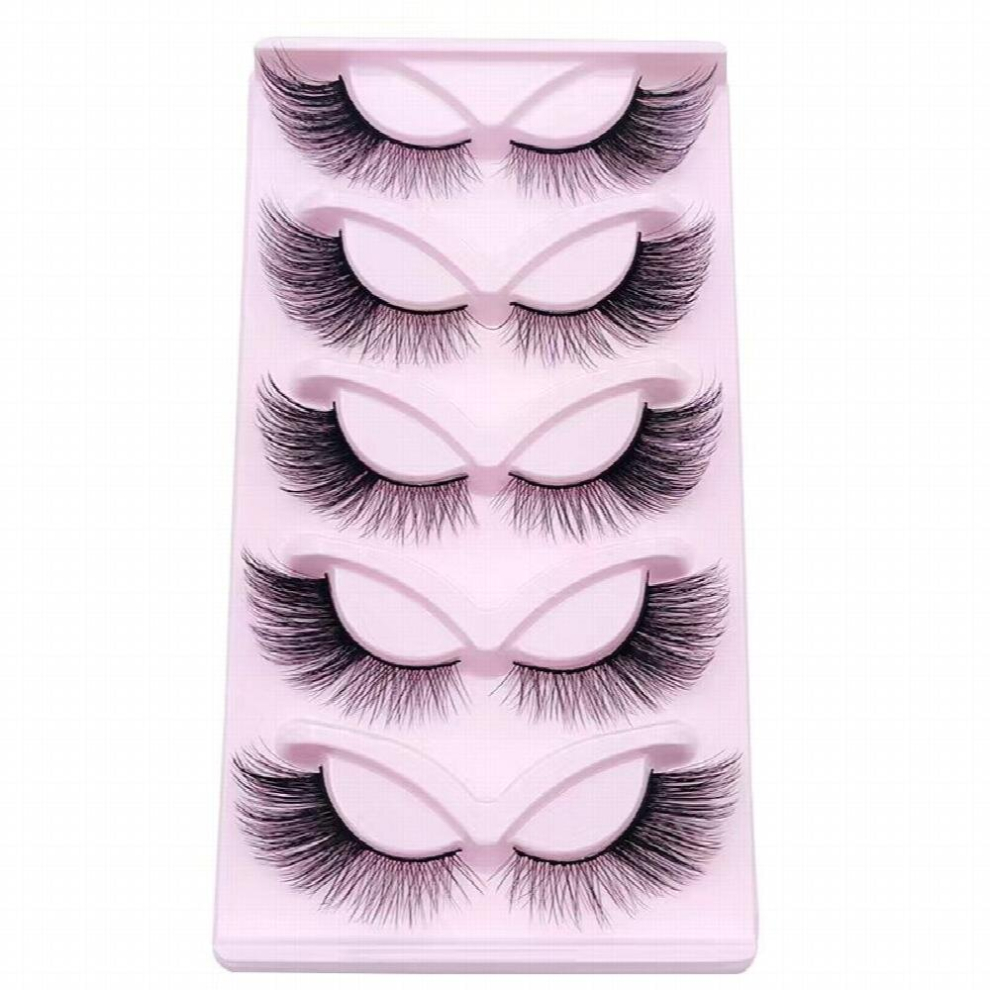 5 Pairs False Eyelashes Natural Faux Mink Lashes Cat Eye Lashes Wispy Fluffy Eyelash Extension