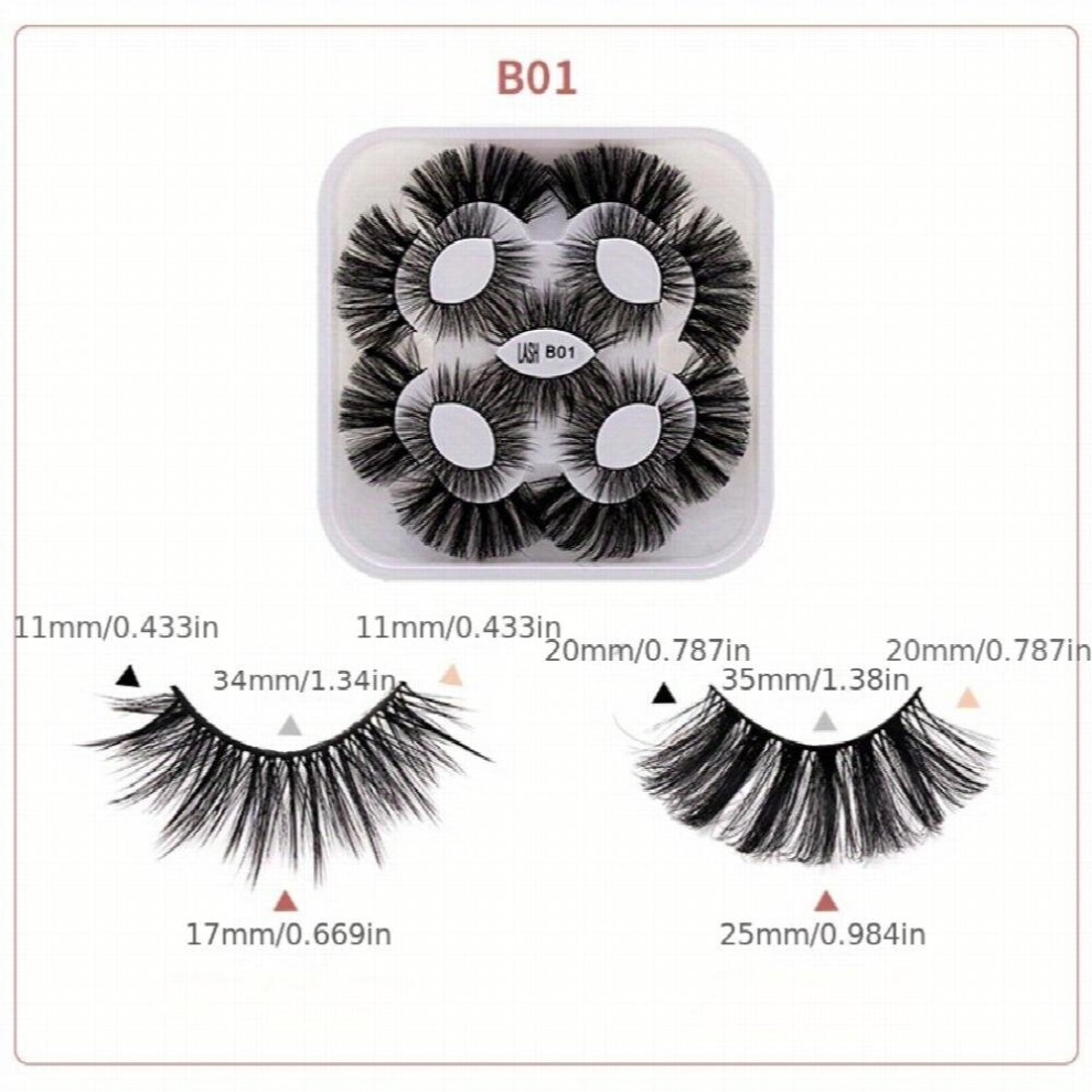 9 Pairs False Eyelashes 25mm Lengthening Messy Thick False Eyelashes 8D Three dimensional layer Volume Curling Lashes