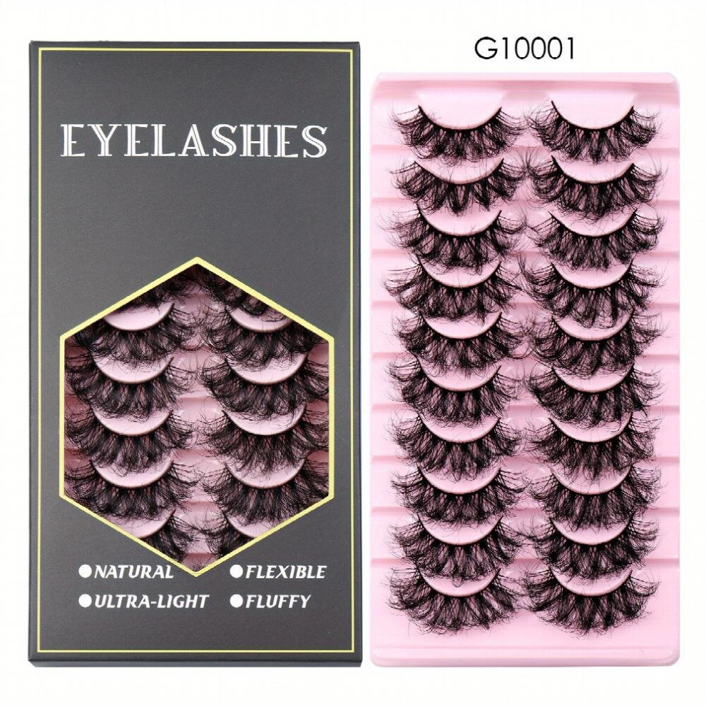Multicoloured 10 Pairs False Eyelashes Thick Curling Messy Lashes High Faux Mink False Eyelashes For Dramatic Effect
